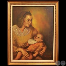 Ariel en los brazos de su madre Josefina Plá - Obra de Wolf Bandurek - Año: 1940